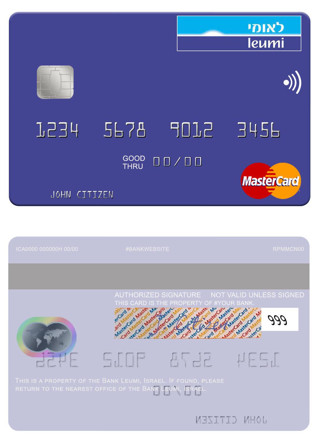 Download Israel Bank Leumi  mastercard Photoshop template